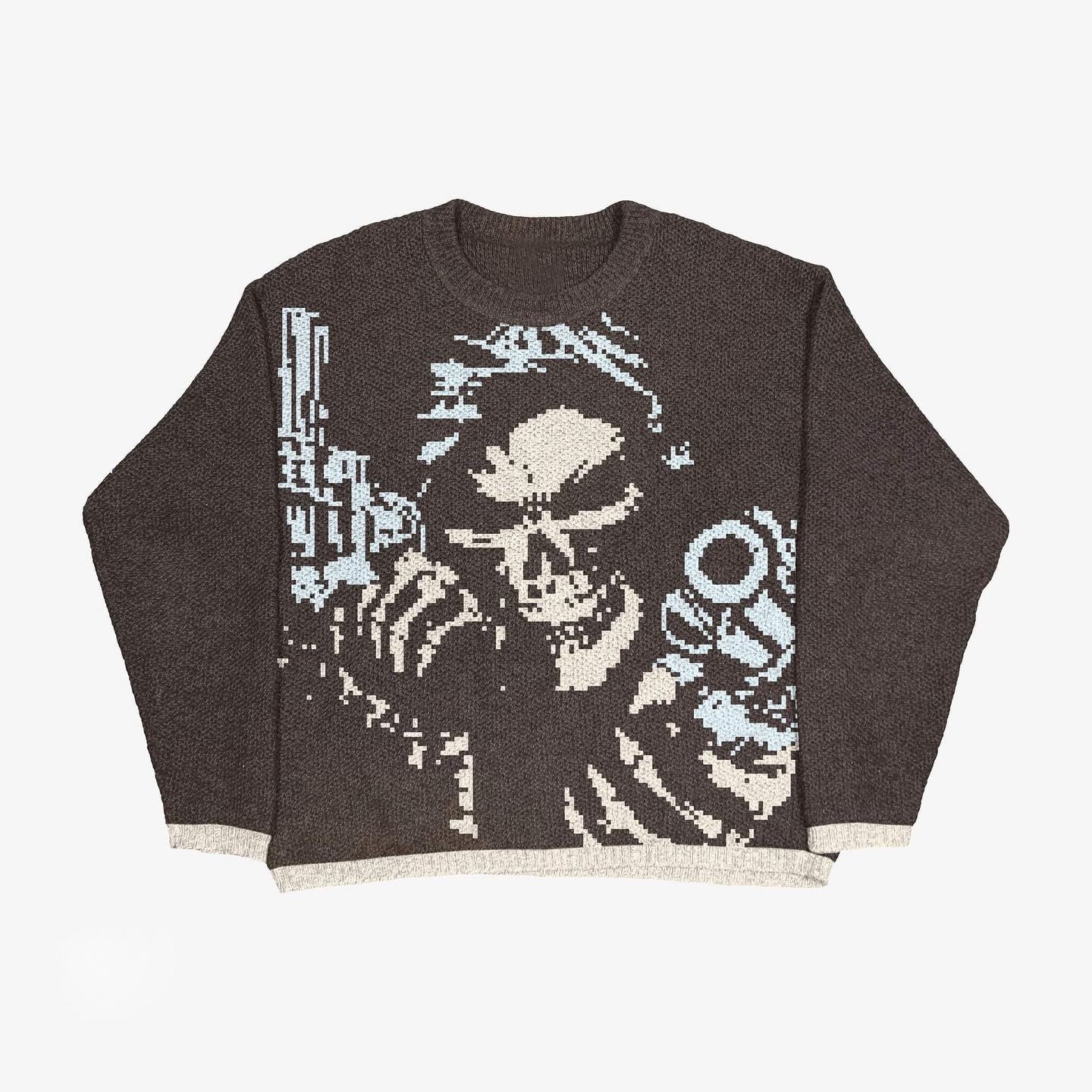Round Neck Pullover Print Long Sleeve Sweaters