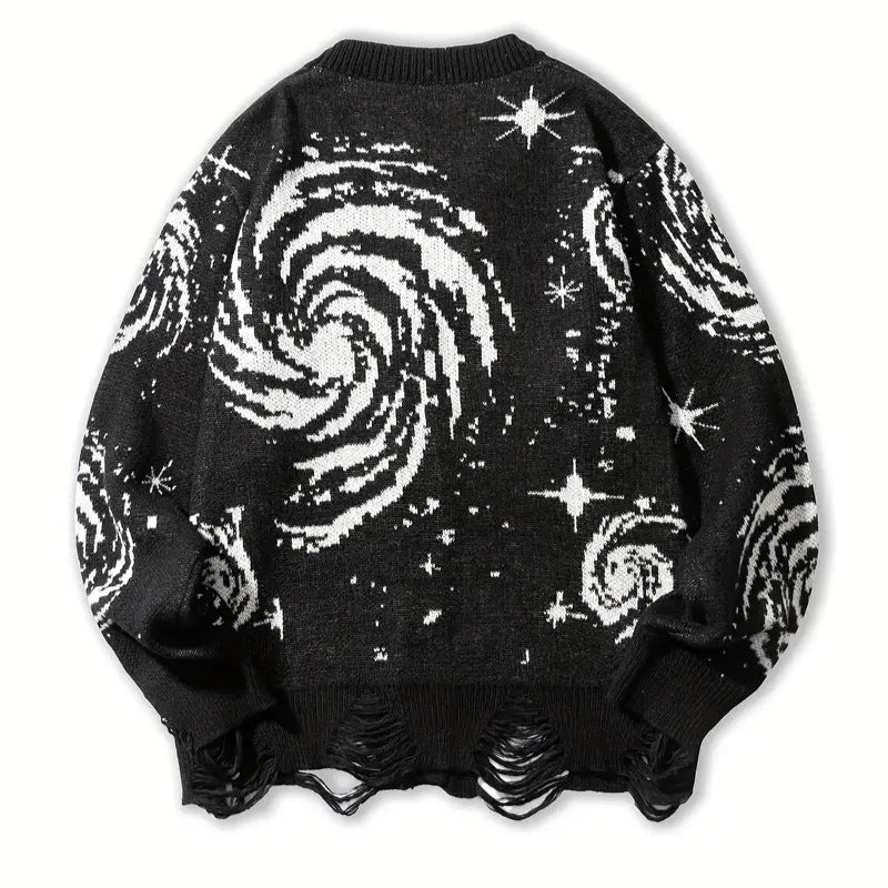 Women's & Men's & Retro Vortex Line Jacquard Loose Sweaters