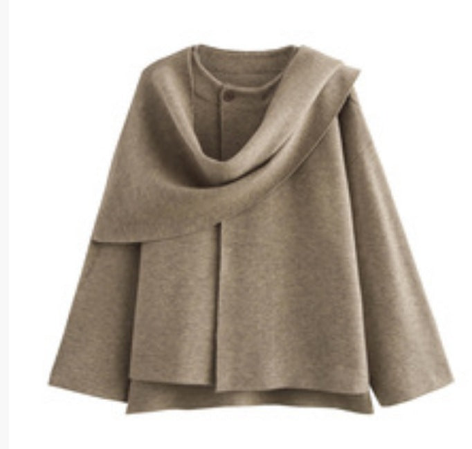 Women's Pretty Beautiful Asymmetric Scarf Knitted Jackets