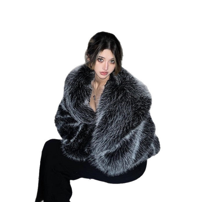 Women's Fox Color Fur Lapel Street Shooting Coats