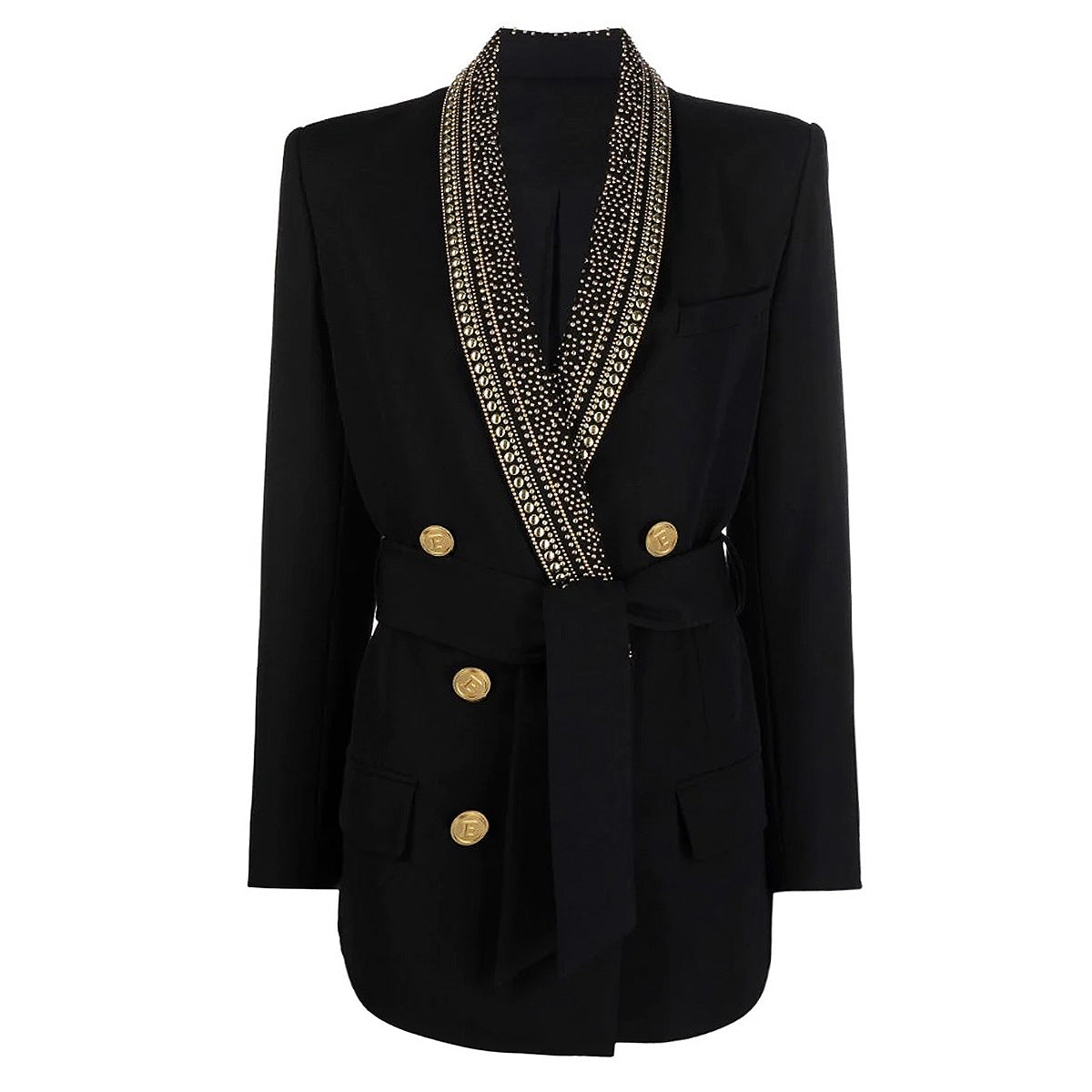Women's Hot Metal Sheet Series Belt Green Collar Blazers