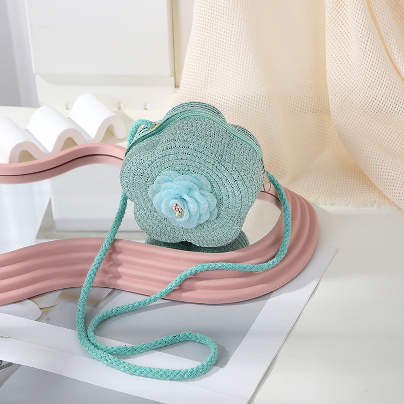 Women's Woven Seaside Flower Beach Summer Mini Children's Coin Purse
