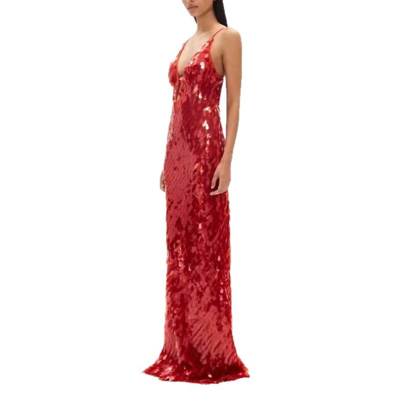 Women's Sexy Ultra Low Bosom Sequined Suspender Dress Pure Desire Dresses