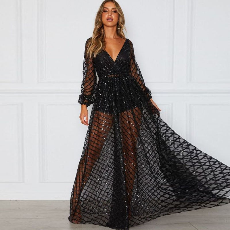 Women's Winter Dress Hollow Sexy Backless Bronzing Dresses