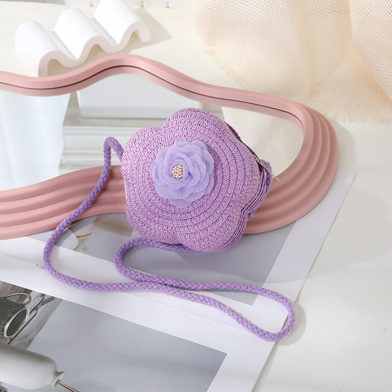 Women's Woven Seaside Flower Beach Summer Mini Children's Coin Purse