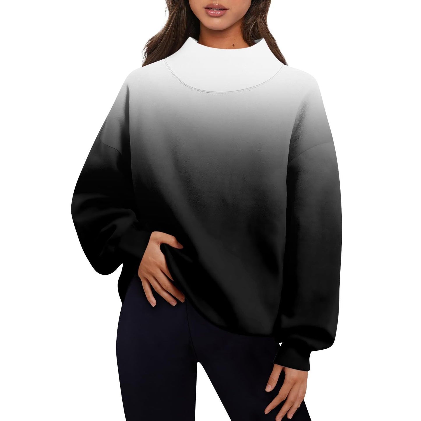 Women's Long-sleeved Turtleneck Pullover Sweatshirt Casual Veet Women's Sweater, Sweater