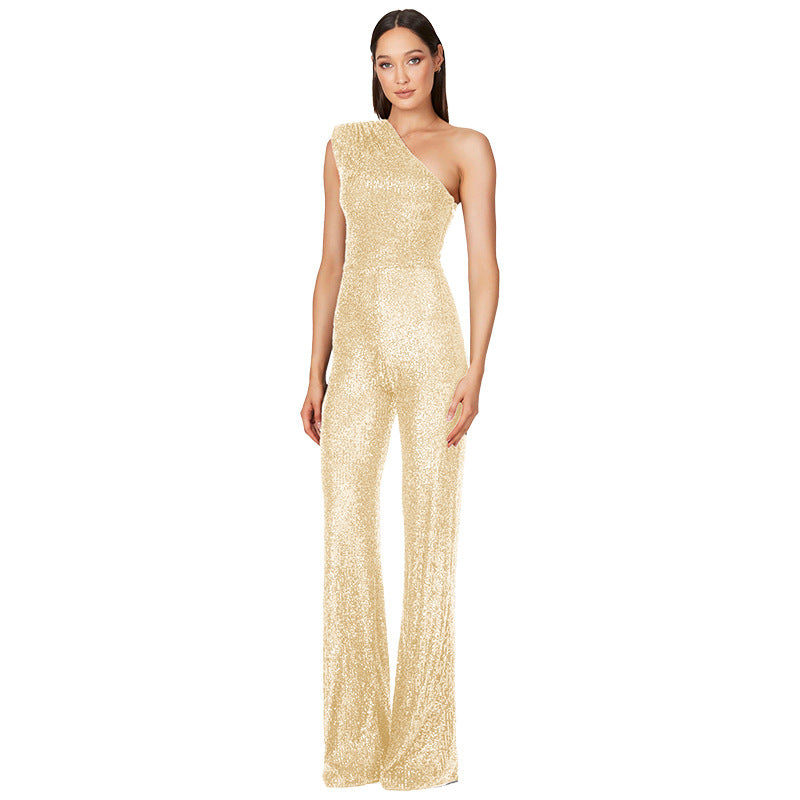 Women's Beautiful Popular Summer Sleeveless Sequined Jumpsuits