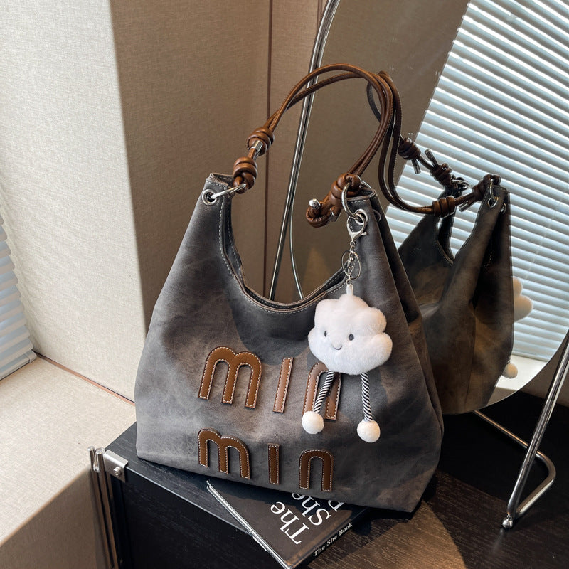 Women's Retro Korean Type Denim Underarm Fashion Handbags