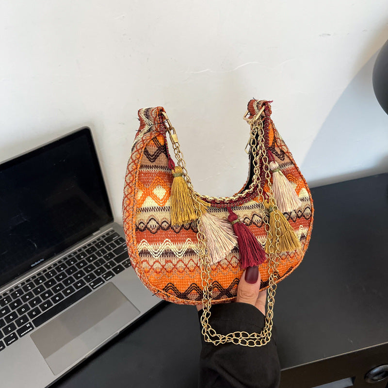 Women's Embroidered Ethnic Style Tassel Woven Fashion Crossbody Bags