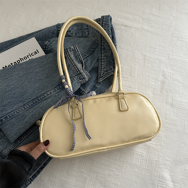 Fashionable Simple Solid Color Ribbon Spring Versatile Underarm Armpit Bags