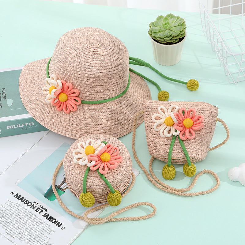 Women's & Children's Seaside Beach Weaving Straw Hat Pastoral Children's Coin Purse
