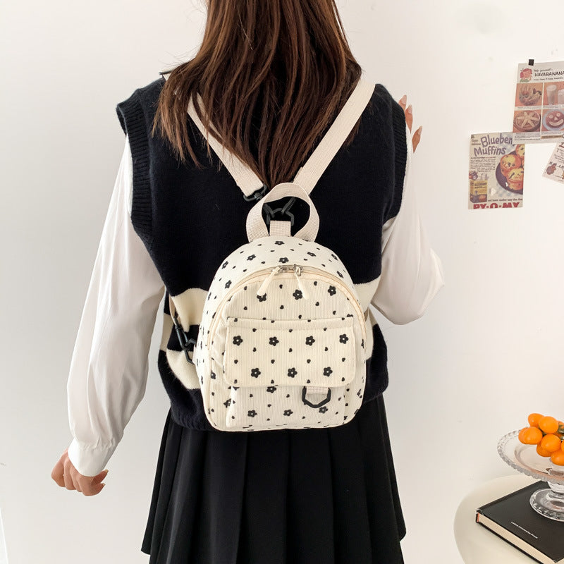 Beautiful Cool Corduroy Cute Female Soft Backpacks