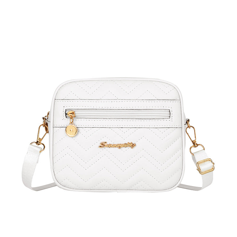 Women's Fashion Simple Wave Pattern Embroidery Crossbody Bags