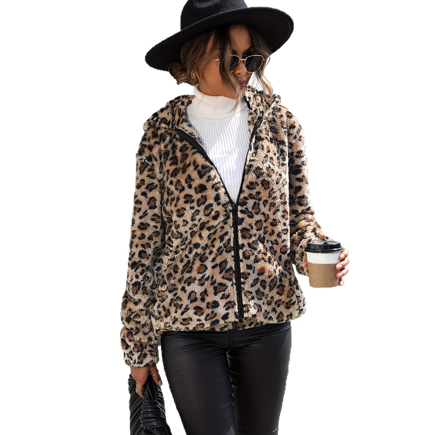Women's Hooded Long-sleeved Double-sided Veet Casual Women's Sweater, Sweater