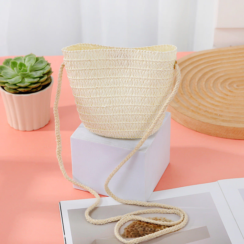 Idle Style Seaside Straw Woven Female Children's Coin Purse