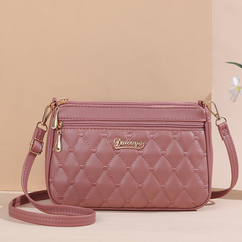 Simple Fashion Solid Color Embroidery Style Crossbody Bags