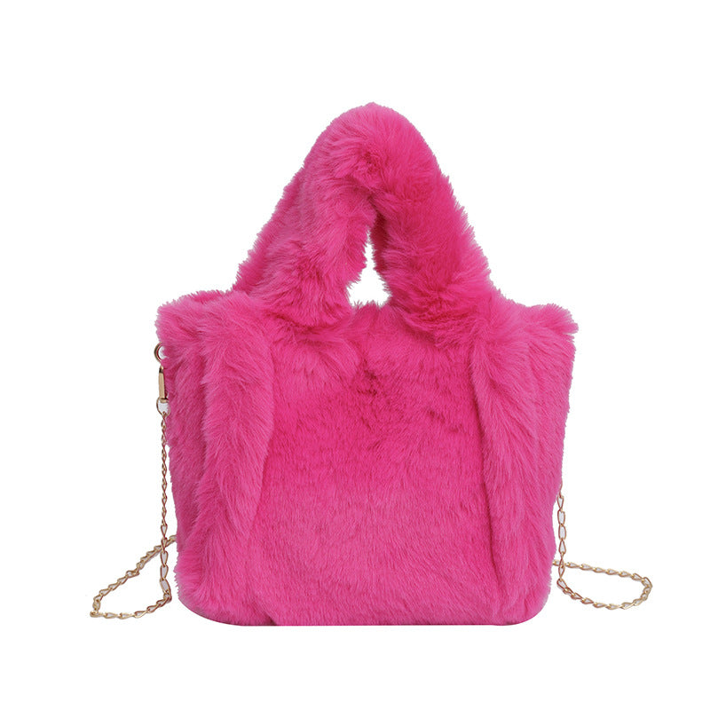 Women's Plush Imitate Rex Rabbit Fur Mini Crossbody Bags