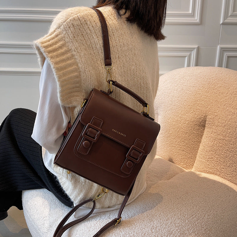 Women's Leather Fashion College Style Double Backpacks