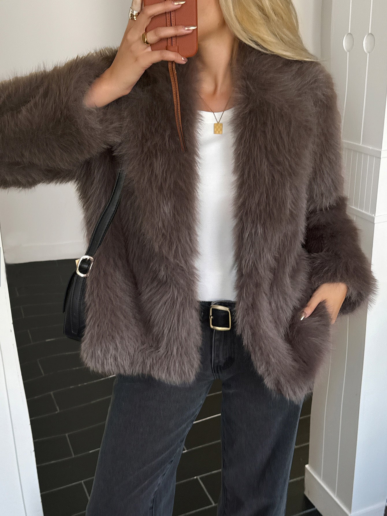 Women's Creative Casual Style Fluff Long-sleeved Coats