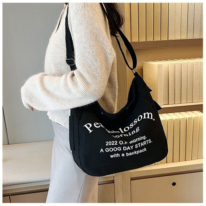 Trendy Simple Fashion Letters Canvas Female Bags