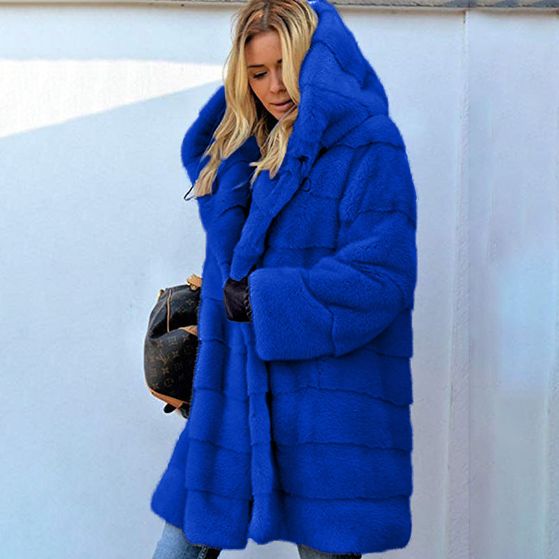 Solid Color Loose Mink Fur Plush Coats