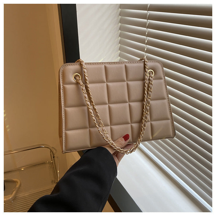 Plaid Indentation Chain Fashionable Simple Western Shoulder Bags