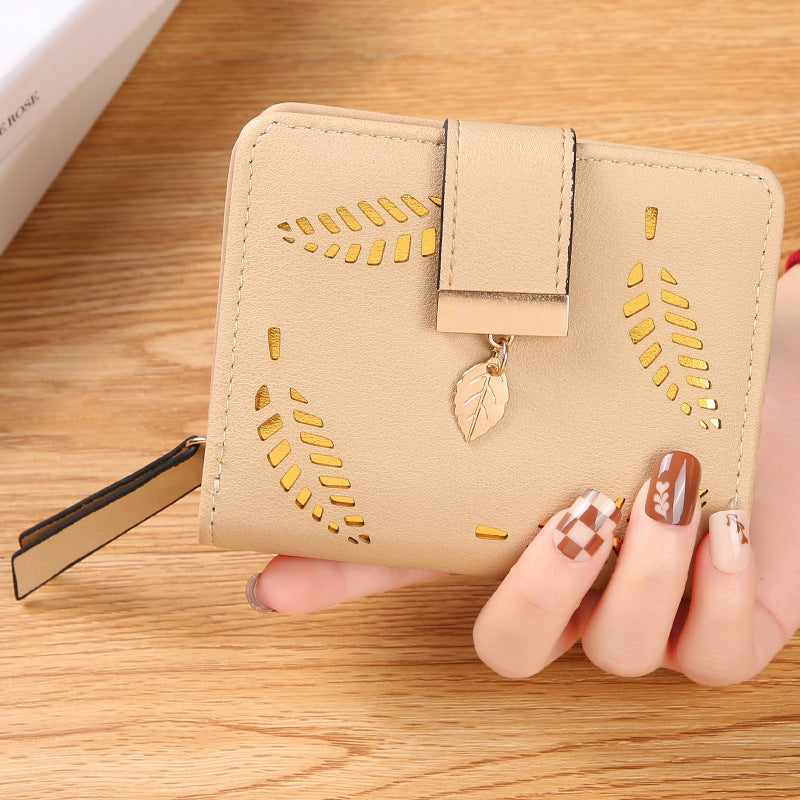 Women's Short Leaf Korean Hollowed Fashion Trendy Ladies Wallets