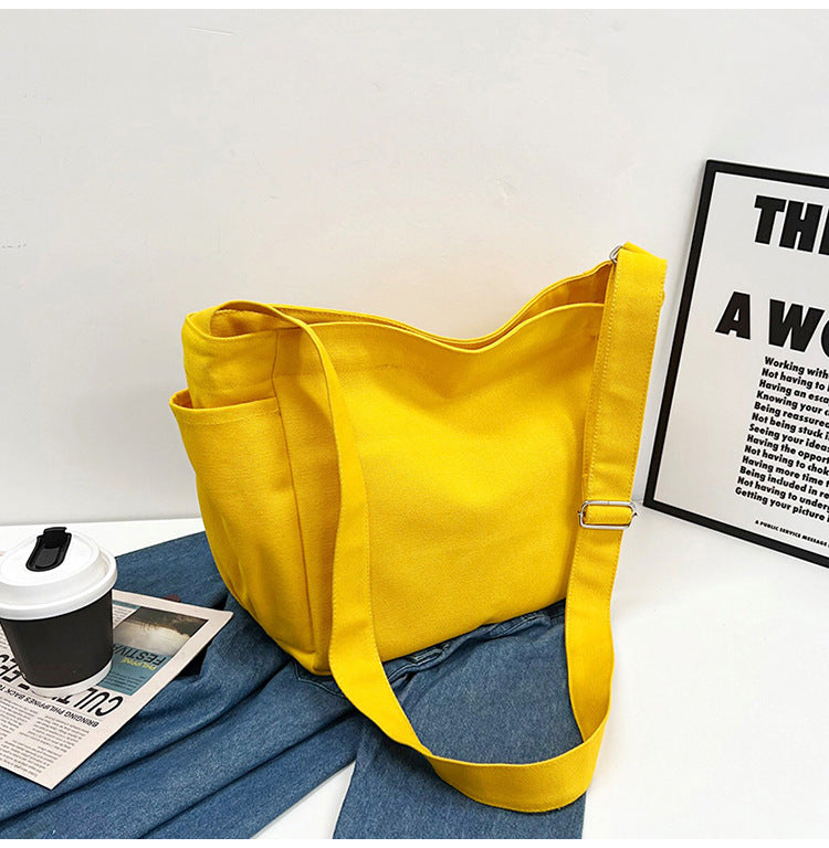 Women's Korean Style Canvas Large Simple Fashion Shoulder Bags