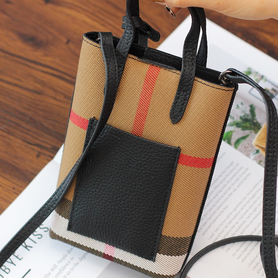 Women's Genuine Leather Texture Vertical Mobile Portable Phone Bags