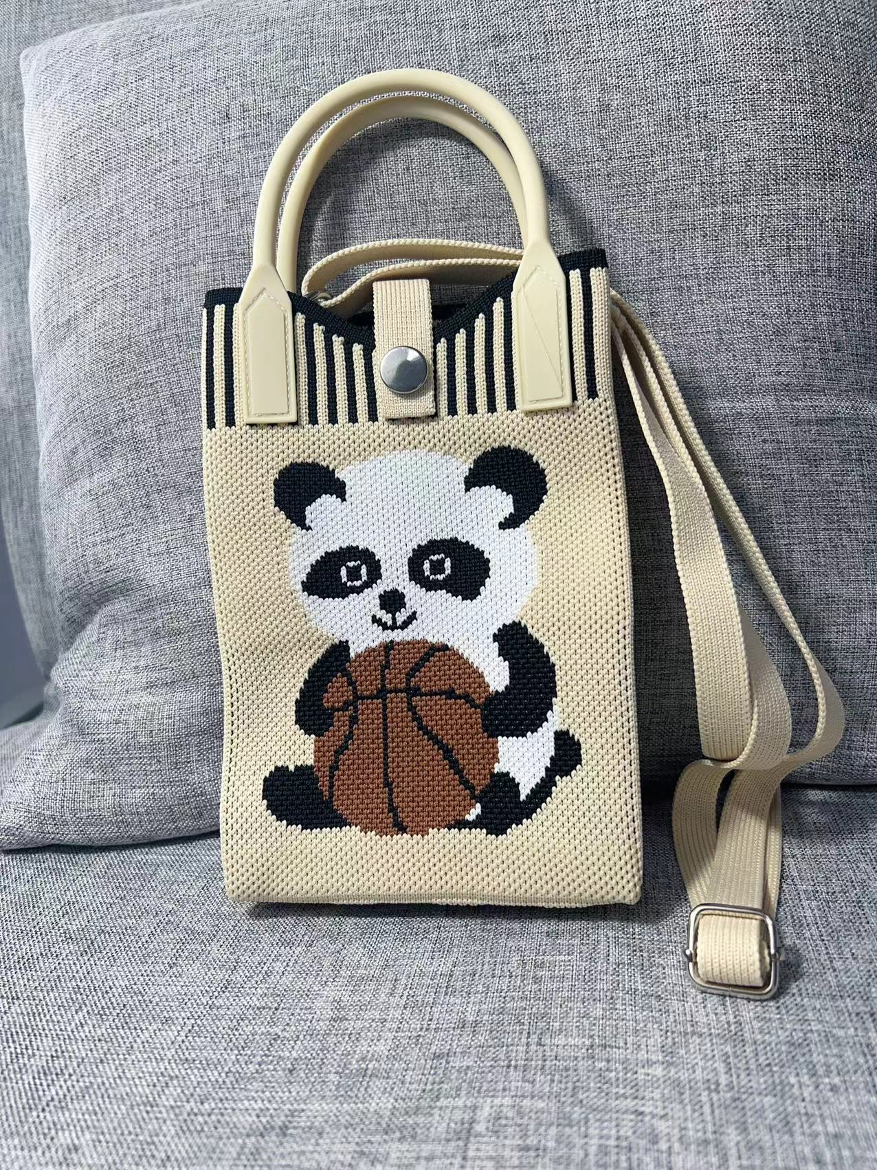 Summer Cartoon Mobile Wool Knitted Adjustable Bags