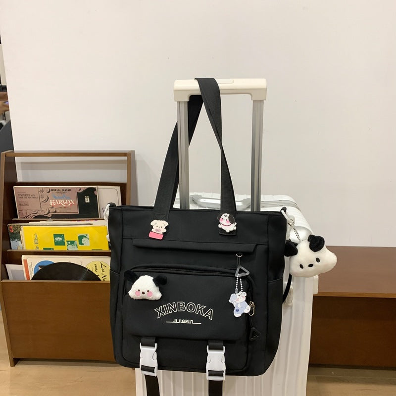 Women's Fashion Solid Color Wide Strap Portable Backpacks