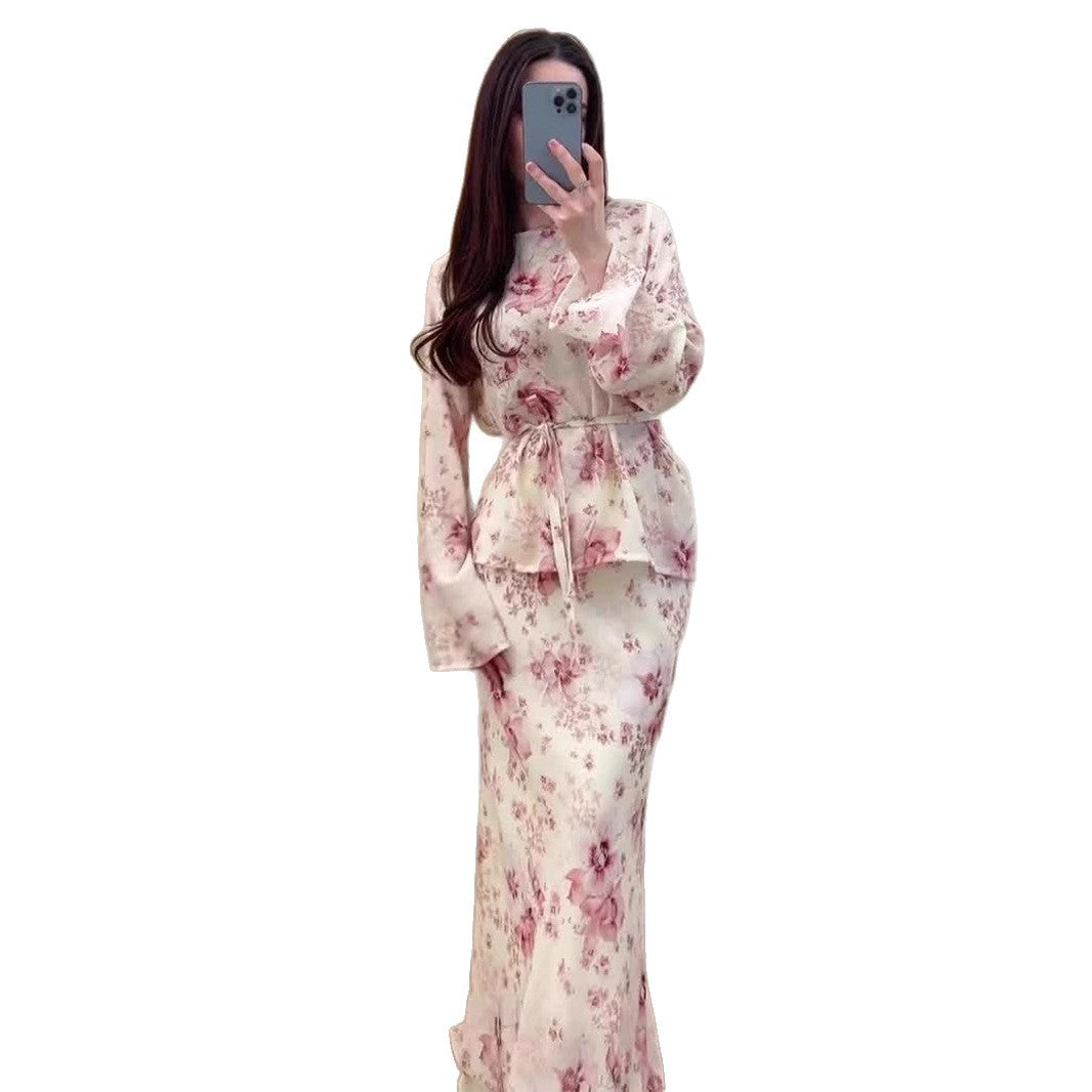 Women's Summer Gentle Long Sleeve Dress Retro Dresses