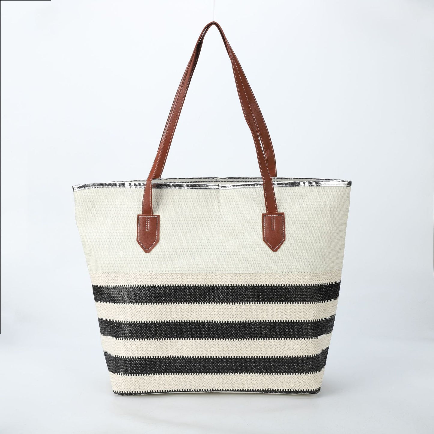 Women's Underarm Large Capacity Canvas Striped Beach Tote Bags