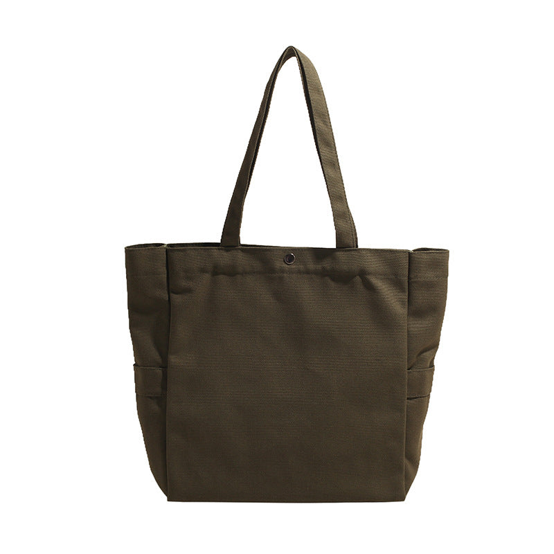 Women's Korean Style Solid Color Large Capacity Artistic Shoulder Bags