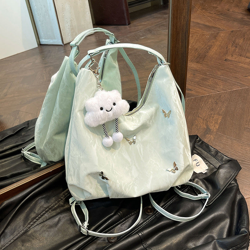 Soft Leather Large Capacity Butterfly Decorative Tote Bags
