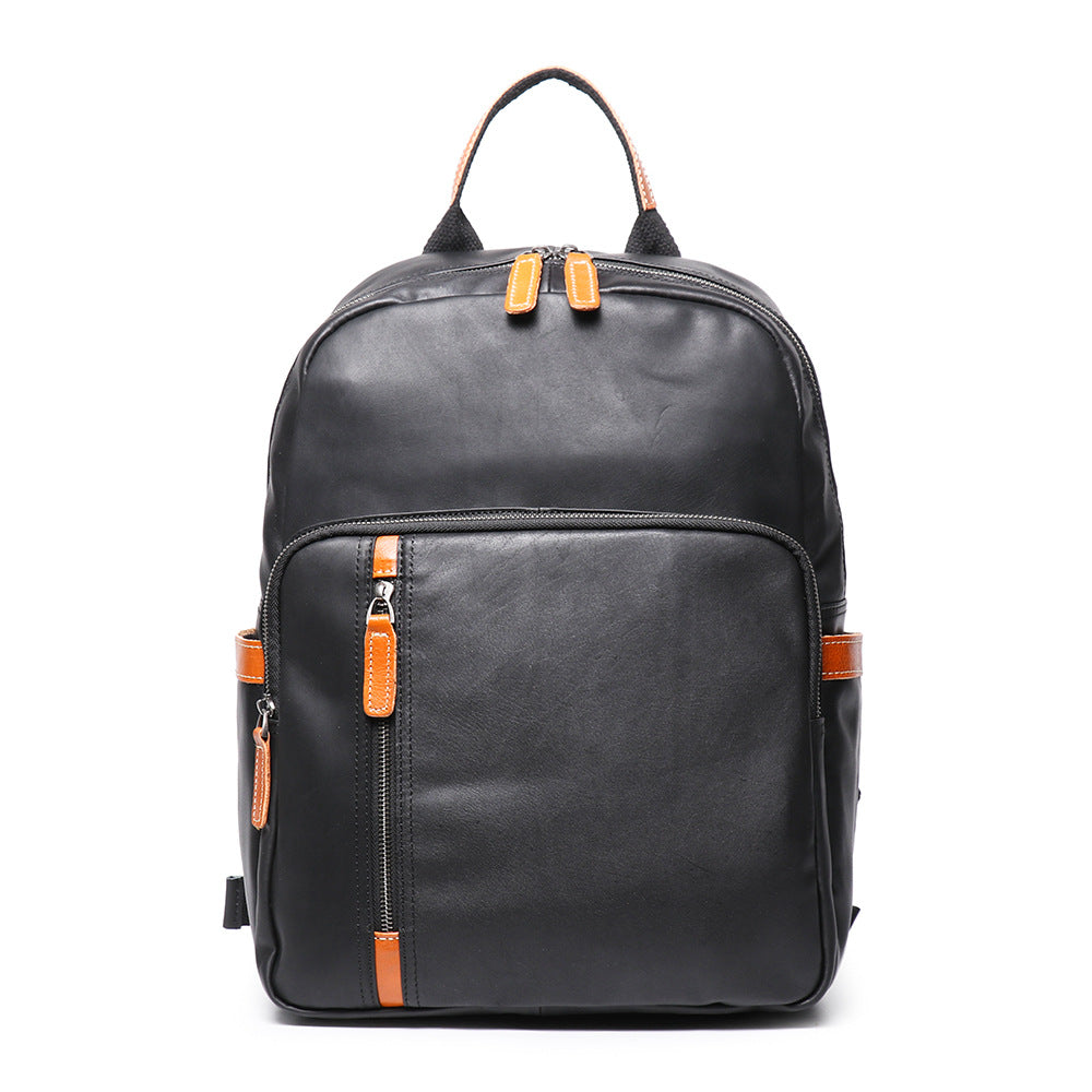 Men's Retro Leather Versatile Cowhide Contrast Color Backpacks