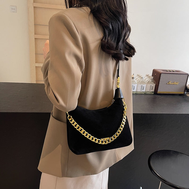 Women's French Minority Suede Fashion Retro Textured Armpit Bags