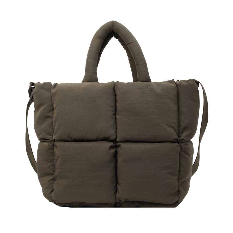 Women's Diamond Fashionable Soft Cotton Filling Pillow Shoulder Bags