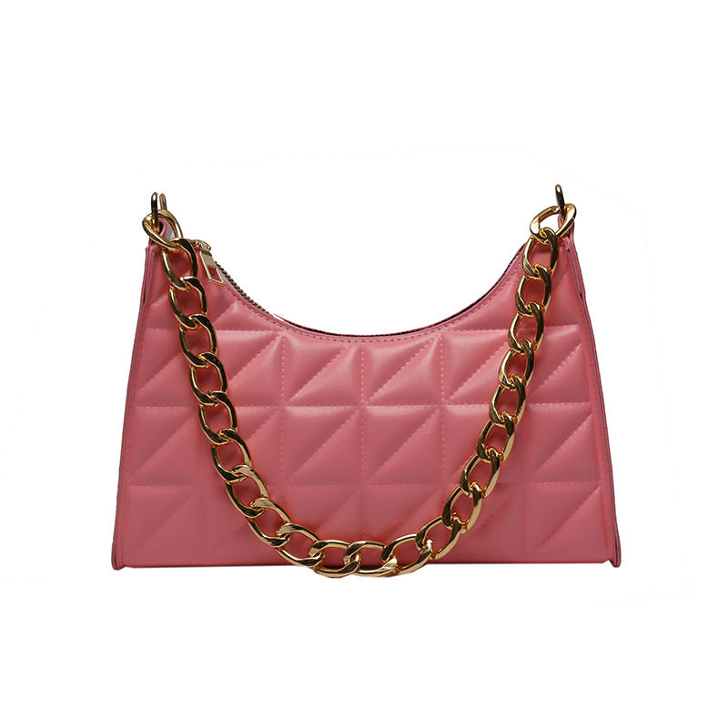 Women's Fashionable Korean Rhombus Underarm Texture Chain Crossbody Bags