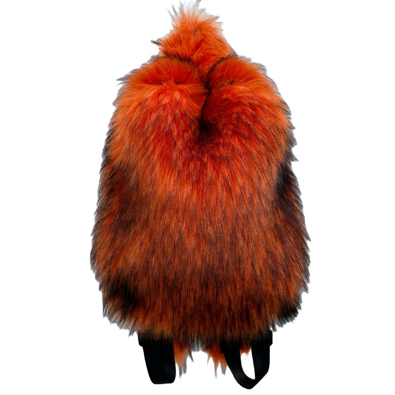 Popular Slouchy Fur Female Versatile Plush Backpacks