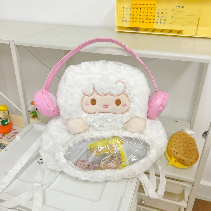 Cute Earphone Penguin Cartoon Furry Sweet Backpacks