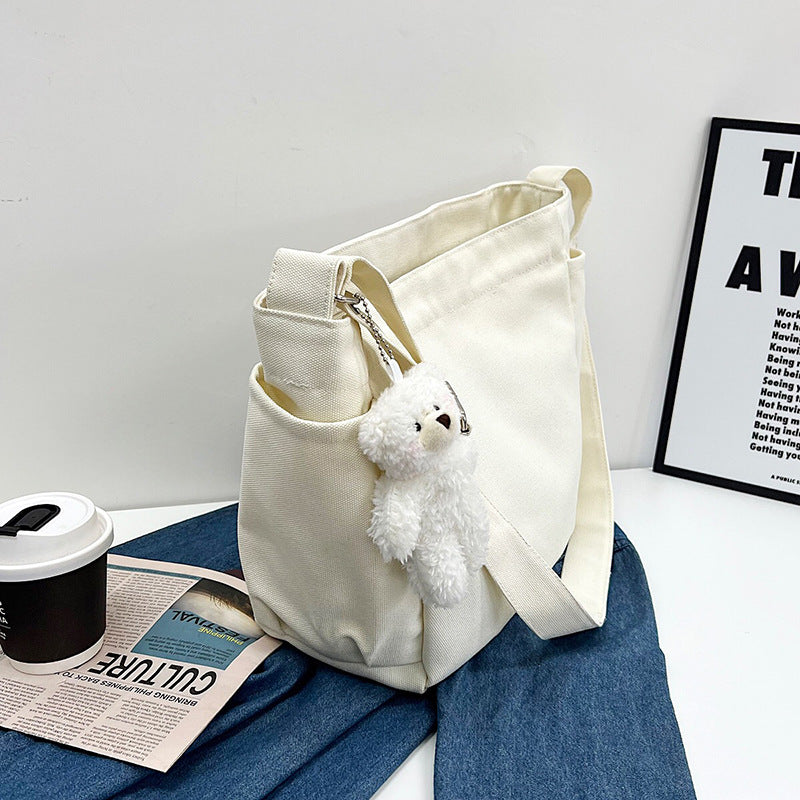 Women's Korean Style Canvas Large Simple Fashion Shoulder Bags