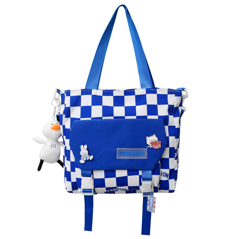 Letters Contrast Color Fashion Fresh Plaid Backpacks
