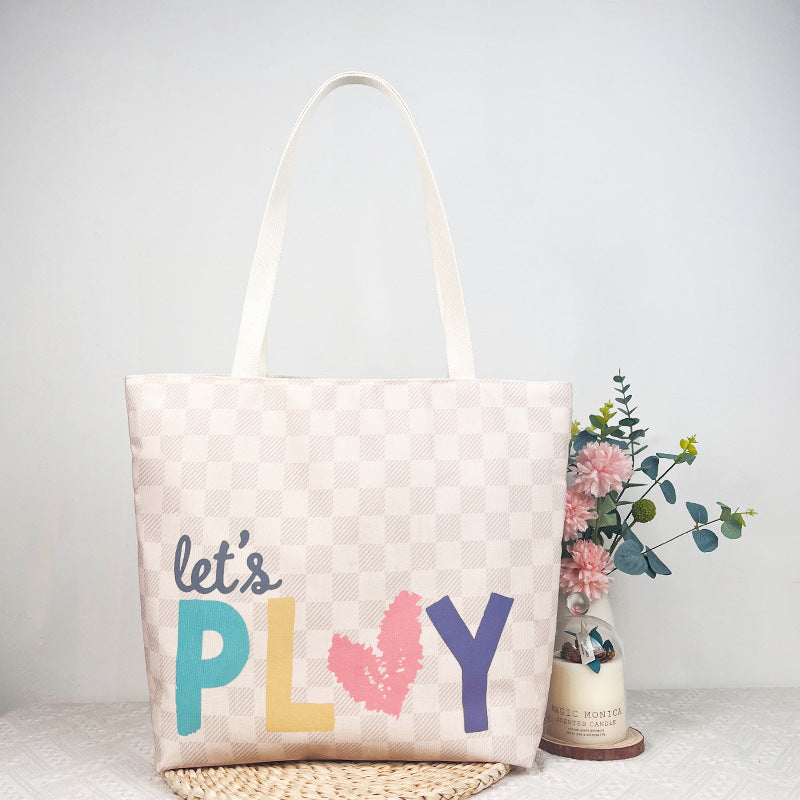 Letter Fashion Artistic Canvas Large Capacity Handbags