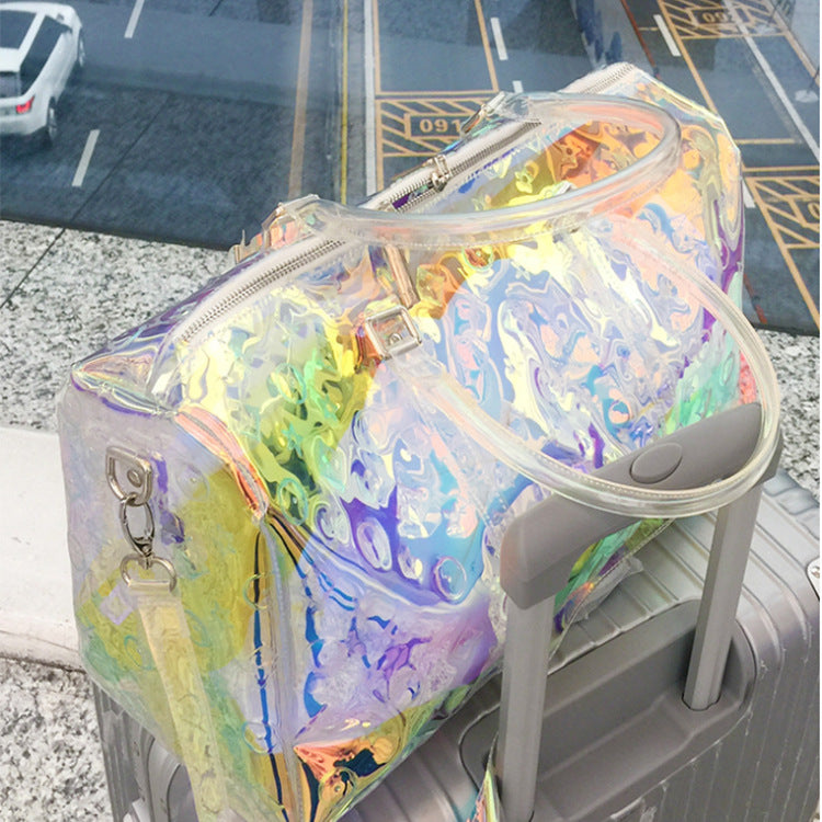 Embossed Boarding Portable Colorful Laser Large Travel Bags
