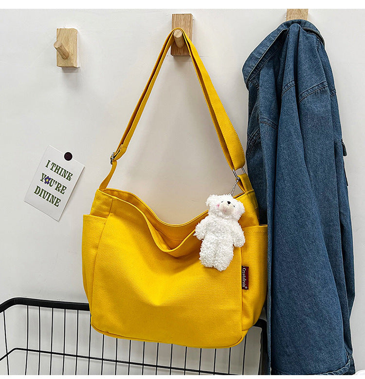 Women's Korean Style Canvas Large Simple Fashion Shoulder Bags