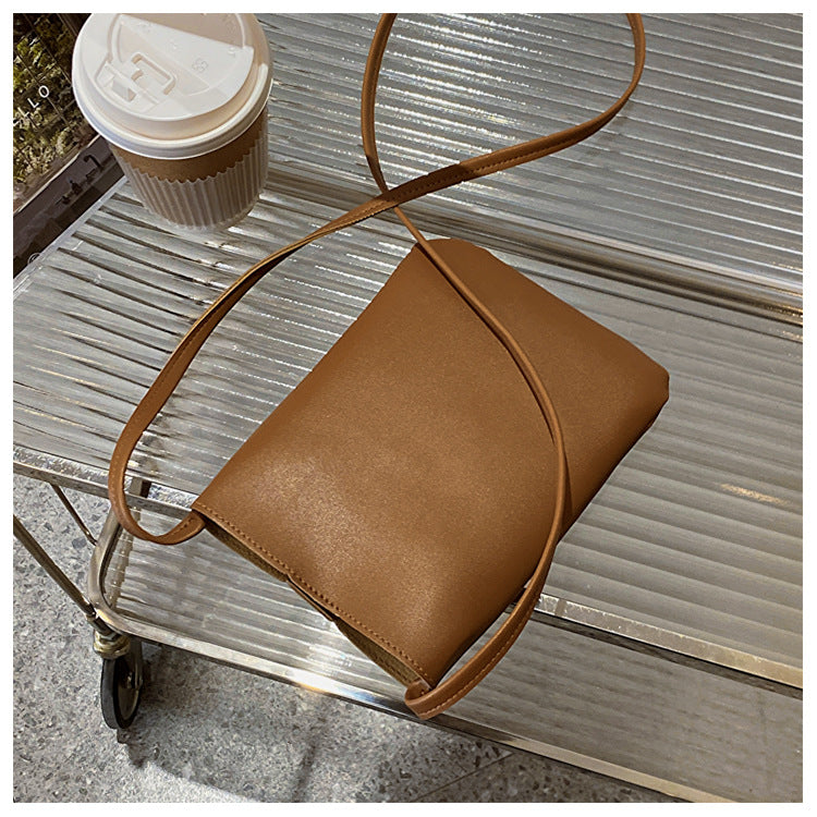 Korean Style Artistic Retro Solid Color Crossbody Bags