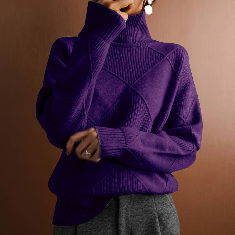 Loose High Collar Warm Solid Color Sweaters