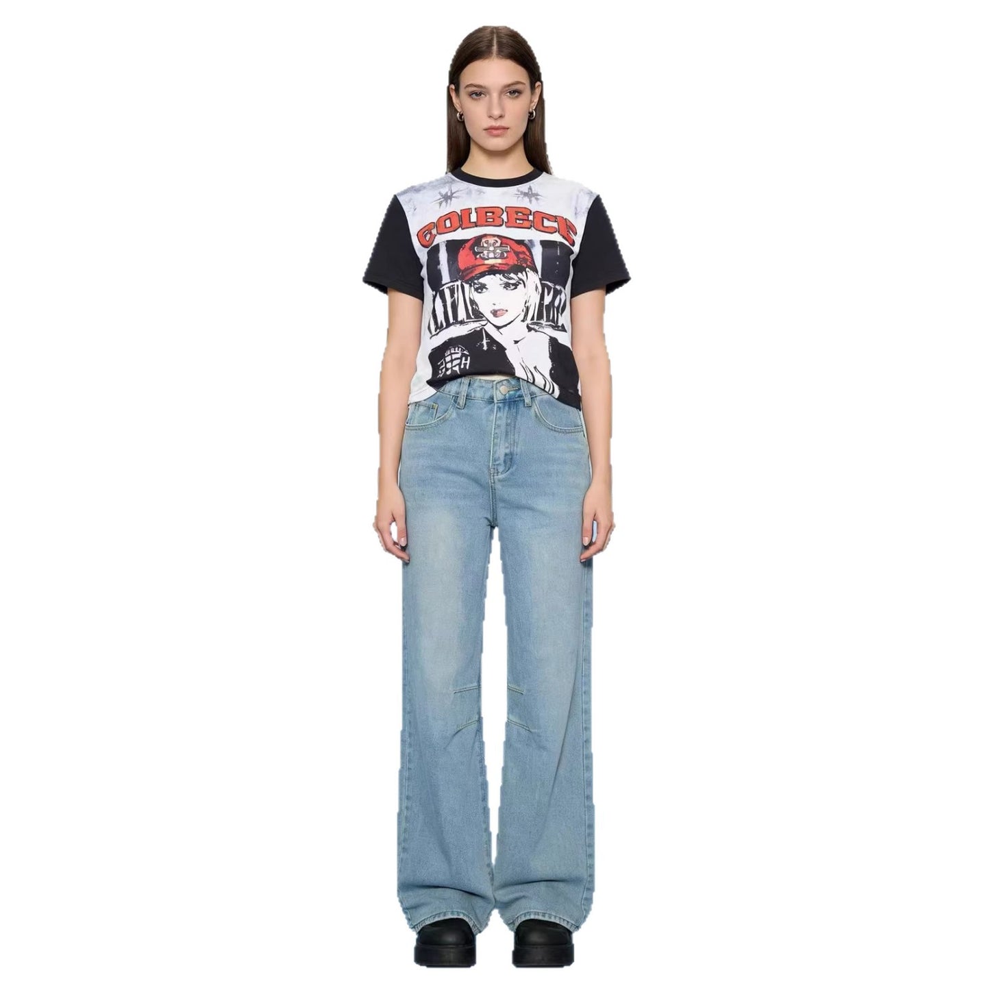 Women's Loose Mid Waist Retro Casual Elegant Jeans