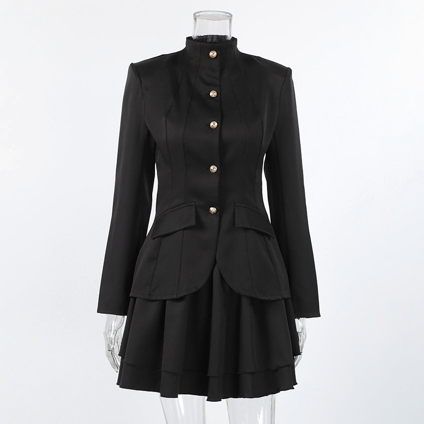Versatile Temperament Stand Collar A- Line Suits